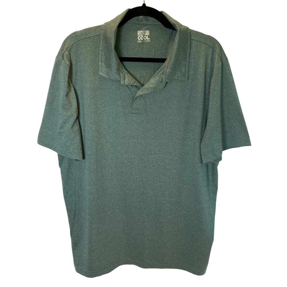 32 Degrees Cool Polo Shirt Men XL Green Heathered Performance Active Stretch Dry